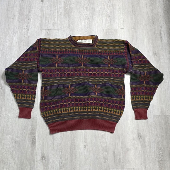 Vintage 90s Crossings Sweater Retro Textured 3D Knitted Pullover Crewneck XL - Picture 1 of 6